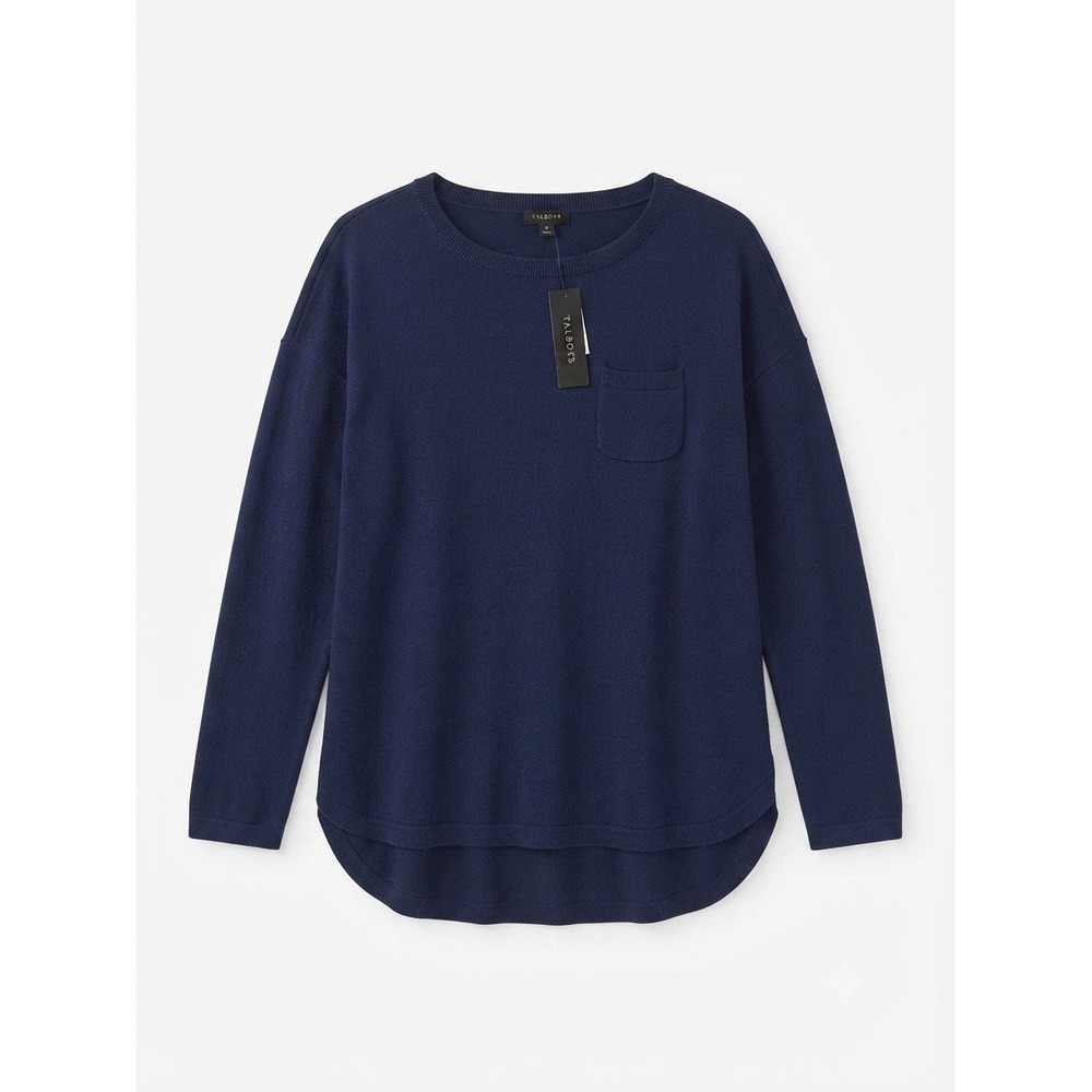 Talbots L Wool Blend Sweater New Blue Luxury Winter Fall Preppy Chic Capsule
